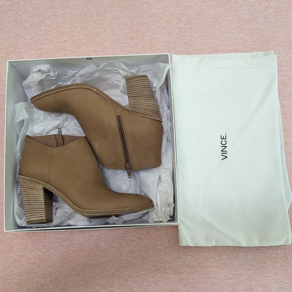 NWT VINCE Easton Asymmetrical Sand Ankle Bootie